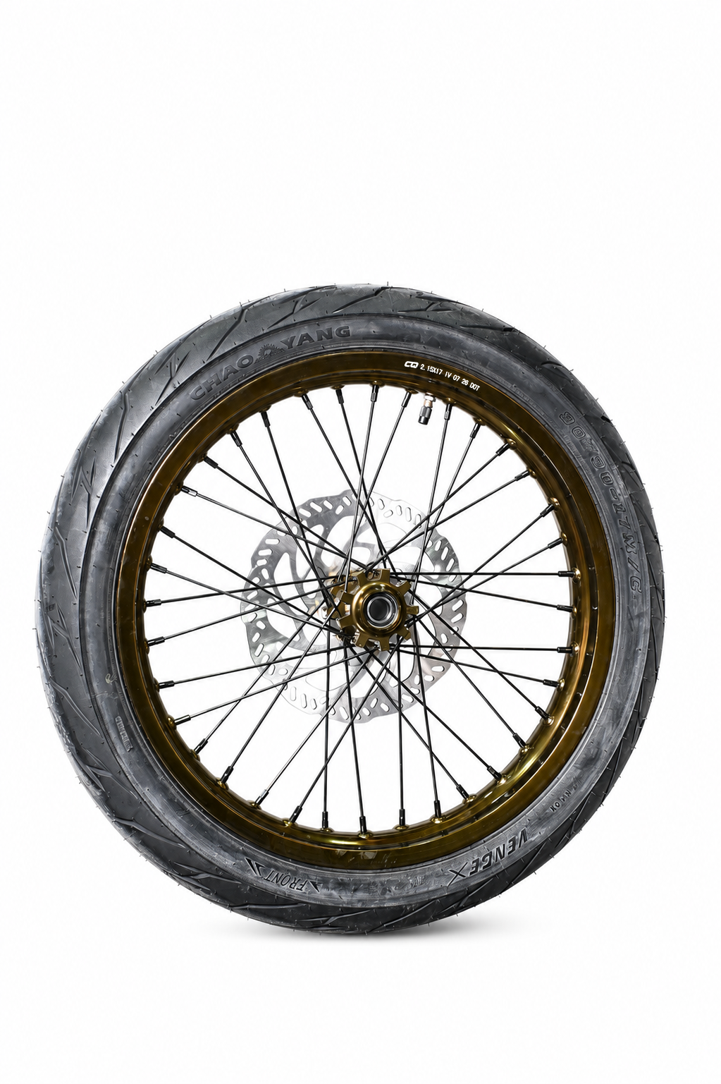 SHE8004+SHE8005 - Set de llantas Supermoto doradas (conjunto de llanta delantera y trasera) - SS3.0/SR