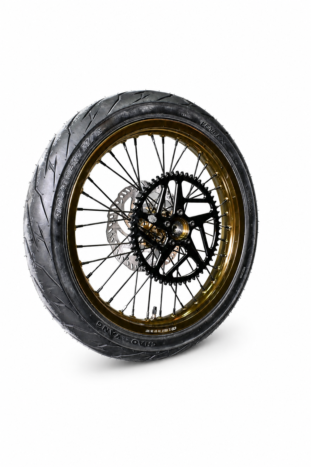 SHE8004+SHE8005 - Set de llantas Supermoto doradas (conjunto de llanta delantera y trasera) - SS3.0/SR