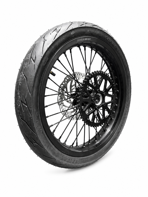 SHE7988+SHE7987 - Juego de ruedas Supermoto negras (ensamblaje de rueda delantera y trasera) - SS3.0/SR